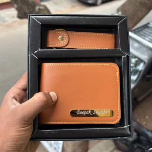 Wallet with metal name engraved